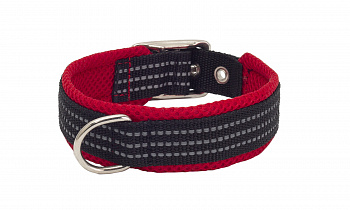 Ошейник нейлоновый с мягкой подкладкой 25мм,39-45см, красный