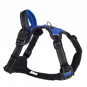Шлейка нейлоновая "SPORT" с ручкой, размер M, обх.груди 55-65 см, синяя 